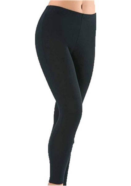 Kadın Düz Desensiz Uzun Yüksek Bel Penye Tayt Pantolon