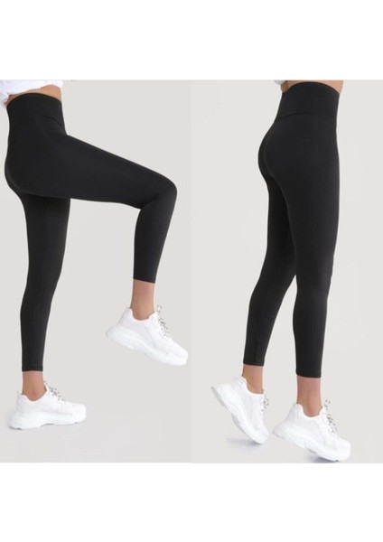 Kadın Siyah Toparlayıcı Çelik Örme Tayt