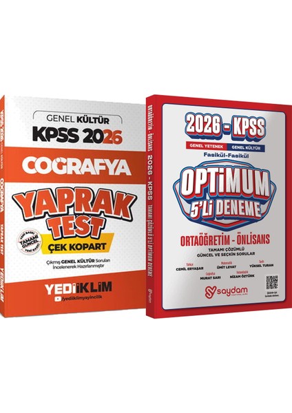 2026 Kpss Coğrafya Çek Kopart Yaprak Test - Optimum 5 Deneme