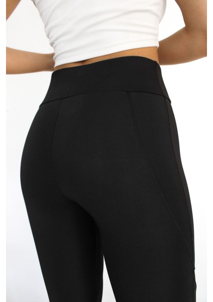 Parçalı Tüllü Tayt