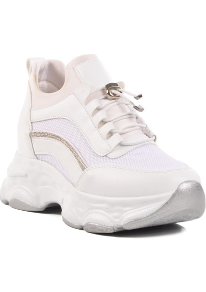 Beyaz Yüksek Taban Kadın Sneaker 6064 Z
