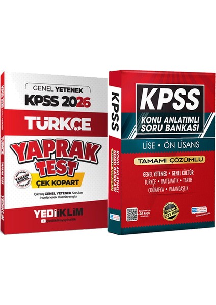 2026 Kpss Türkçe Çek Kopart Yaprak Test - Lise Önlisans Konu Ant. Soru