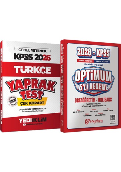 2026 Kpss Türkçe Çek Kopart Yaprak Test - Optimum 5 Deneme