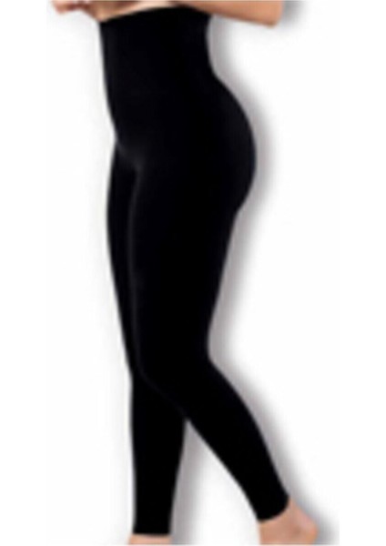 Siyah Tekstil Kadın Yüksek Bel Korseli Tayt 1026