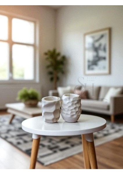 2'li Dekoratif Etnik Desenli Vazo Set, Şık Dokulu Vazo Set