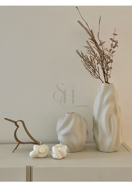 Dekoratif Dalga Desen 2'li Vazo Set, Hm Model Bohem Vazo Set modelleri