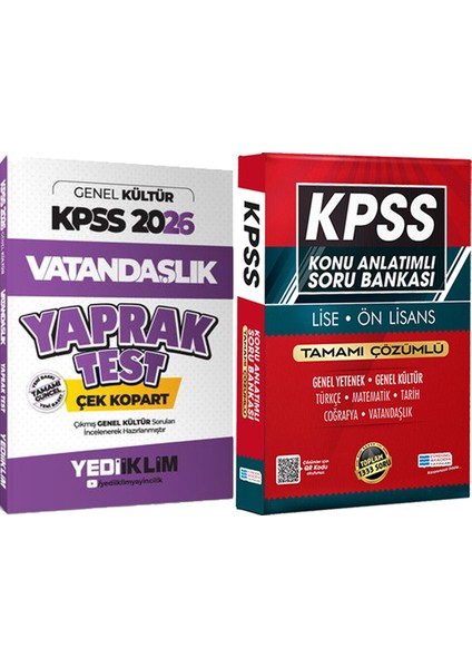 2026 Kpss Vatandaşlık Çek Kopart Yaprak Test - Lise Önlisans Konu Ant. Soru