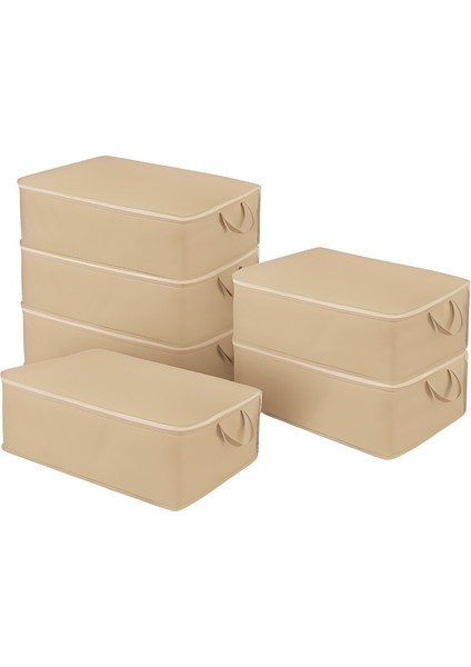 Yatak Baza Altı Düzenleyici Hurç Tela Sağlam Fermuar Yapısı (6lı Paket) (64X45X22)