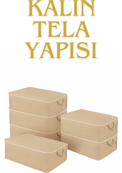 Yatak Baza Altı Düzenleyici Hurç Tela Sağlam Fermuar Yapısı (6lı Paket) (64X45X22) fiyatları