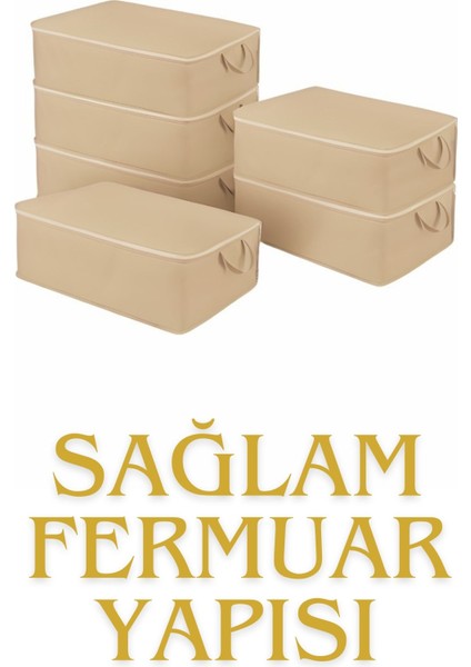 Yatak Baza Altı Düzenleyici Hurç Tela Sağlam Fermuar Yapısı (6lı Paket) (64X45X22) indirimleri