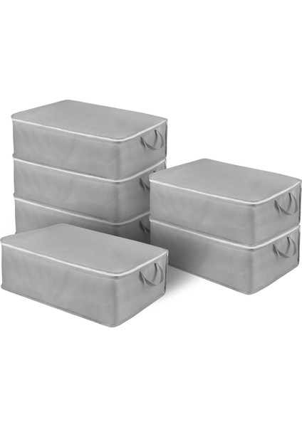 Yatak Baza Altı Düzenleyici Hurç Tela Sağlam Fermuar Yapısı (6lı Paket) (64X45X22)