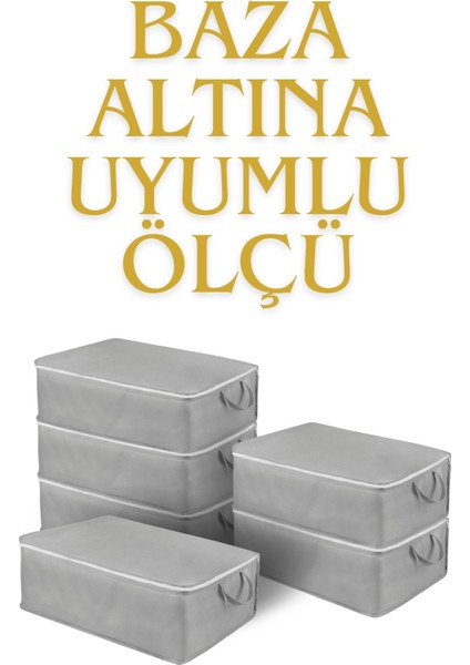 Yatak Baza Altı Düzenleyici Hurç Tela Sağlam Fermuar Yapısı (6lı Paket) (64X45X22) fiyatları