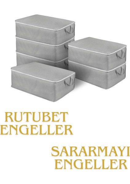 Yatak Baza Altı Düzenleyici Hurç Tela Sağlam Fermuar Yapısı (6lı Paket) (64X45X22) fırsatları