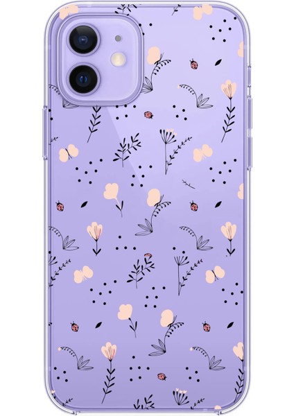 Iphone 12-Iphone 12 Pro Uyumlu Desenli Lüx Şeffaf Silikon Kılıf Mnl4 modelleri