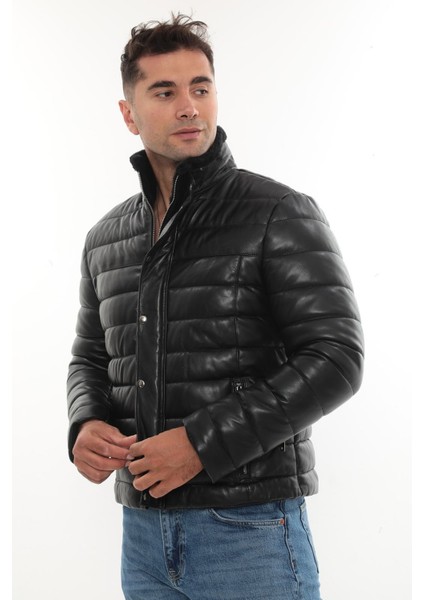 DERiMONTAYA %100 Orijinal Hakiki Yakası Kürklü Siyah Deri Mont Ceket fırsatları