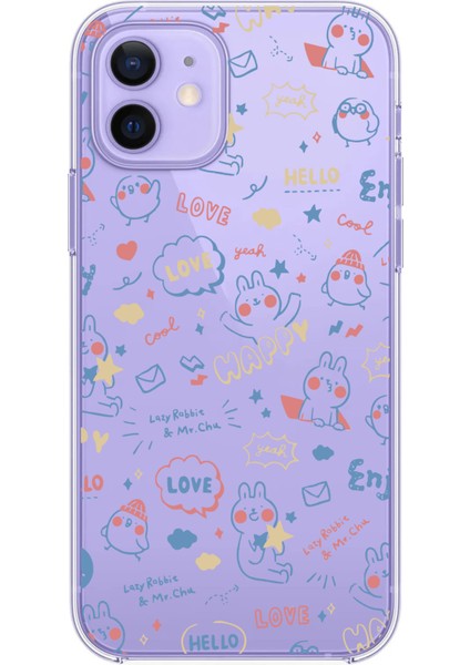 Iphone 12-Iphone 12 Pro Uyumlu Desenli Lüx Şeffaf Silikon Kılıf Mnl5