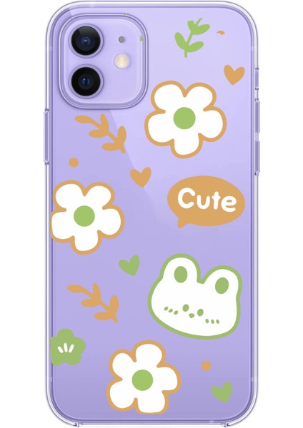 Iphone 12-Iphone 12 Pro Uyumlu Desenli Lüx Şeffaf Silikon Kılıf MNL34