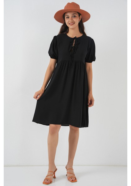 Kadın Bağcıklı Midi Elbise 2575 - Siyah fiyatları
