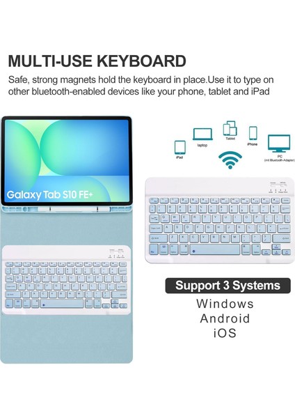 Galaxy Tab S10 Fe+ Plus 13.1 Inç 2025 Ile Uyumlu Bluetooth Türkçe Q Klavyeli Kılıfı(Tablet Değildir) indirimleri