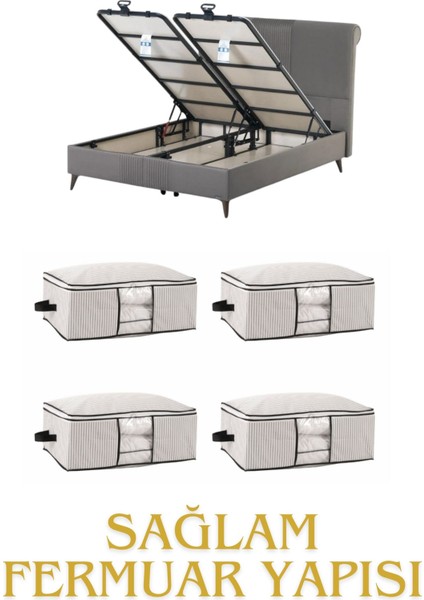 Pencereli Yatak Baza Altı Düzenleyici Hurç Tela Sağlam Fermuar Yapısı (4lü Paket) (64X45X22) modelleri