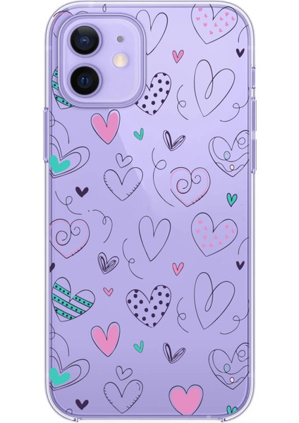 Iphone 12-Iphone 12 Pro Uyumlu Desenli Lüx Şeffaf Silikon Kılıf Mnl3 modelleri