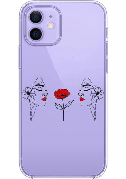 Iphone 12-Iphone 12 Pro Uyumlu Desenli Lüx Şeffaf Silikon Kılıf MNL24 modelleri