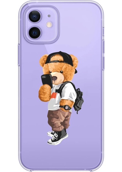 Iphone 12-Iphone 12 Pro Uyumlu Desenli Lüx Şeffaf Silikon Kılıf MNL19