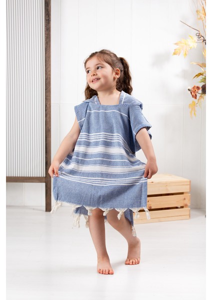 Pamuklu Peştemal Panço, Banyo ve Plaj Için Çocuk Bornozu Pembe fırsatları