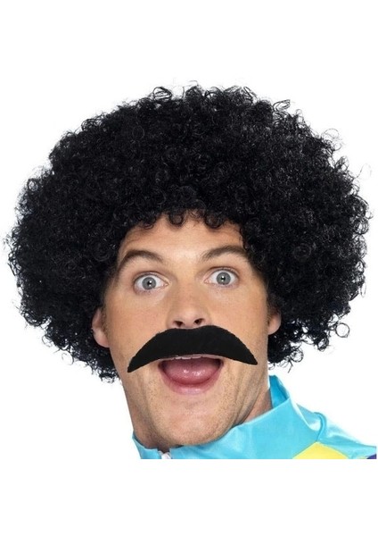 Siyah Scouser Erkek Kısa Peruk 120 gr ve Bıyık Seti