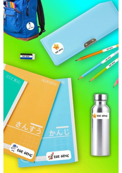 Isme Özel Okul Etiketi Kalem/defter/matara Etiketi Sticker Panda Temalı 192 Adet modelleri