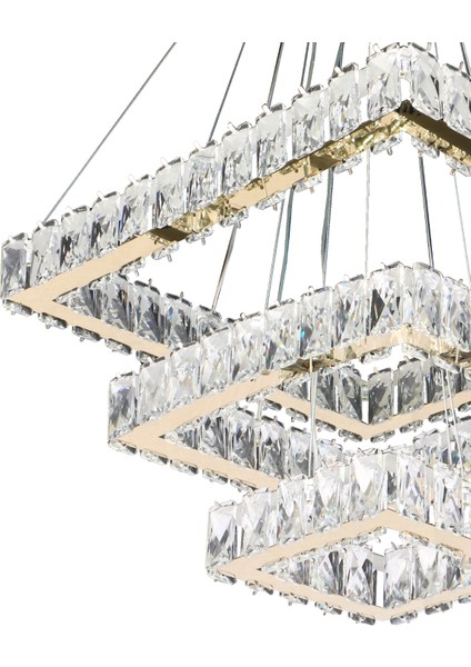 Venüs 3 Katlı Kristal Taşlı Gold Avize - Uzaktan Kumandalı - Yatak Odası - Hol - Salon fiyatları