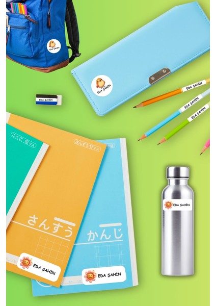 Isme Özel Okul Etiketi Kalem/defter/matara Etiketi Sticker Kedi/cat Temalı 192 Adet modelleri