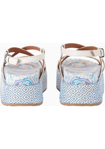 London Platform Sandalet, Desenli Deri Üst, Açık Burun, Tokalı modelleri