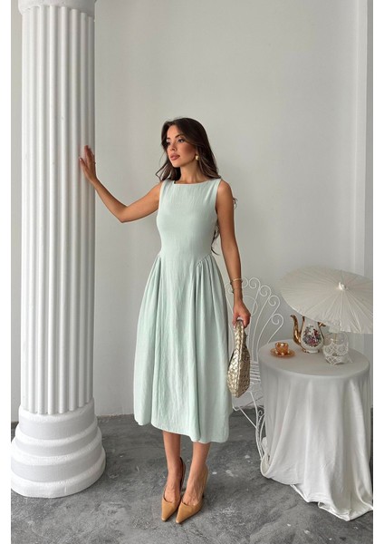 Ekru Fit Flare Korsajlı Elbise indirimleri