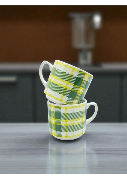 Ekose Desenli 2'li Fincan Takımı modelleri