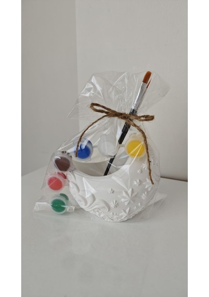 Ay Desenli Boyanabilir Taş Tozu Obje Seti