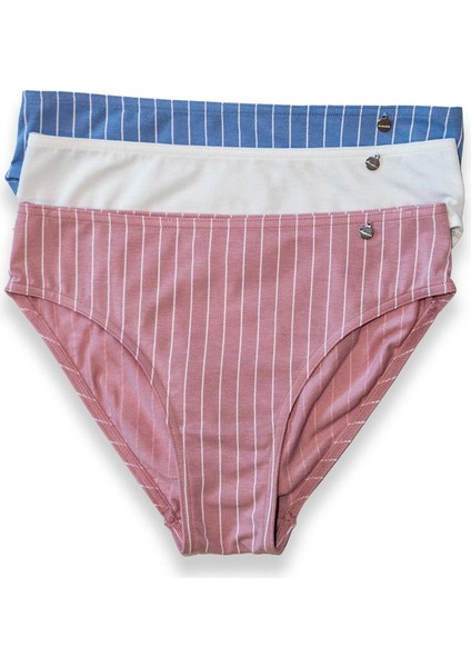 Stripe 3'lü Kadın Bikini Külot