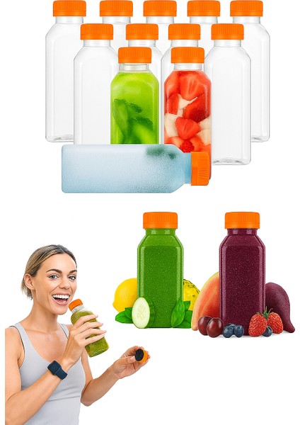 10 Adet 1000 ml Smoothie Detoks Şişesi Şeffaf Plastik Sızdırmaz Kapak Köşeli Meyve Suyu Şişesi indirimleri
