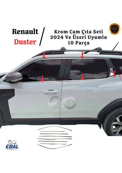 Renault Duster 2024 Üzeri Için Krom Cam Çıta Seti 10 Parça Paslanmaz Çelik modelleri