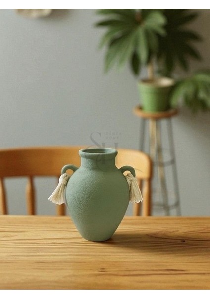 Dekoratif Kendinden Dokulu Kulplu Vazo, Etnik Desen Testi