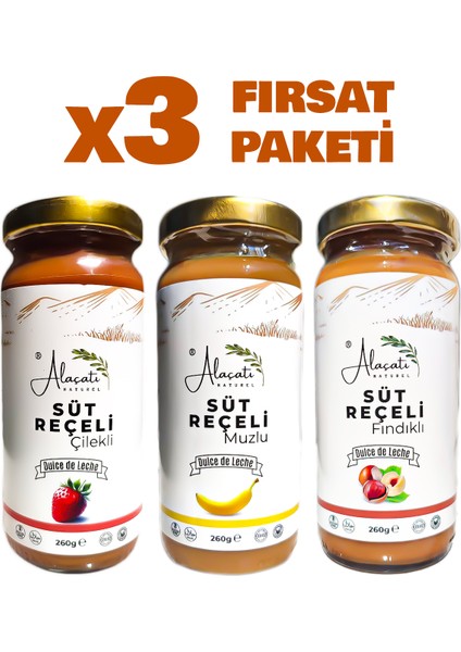 Muzlu-Çilekli-Fındıklı Süt Reçeli 260G X3 Adet