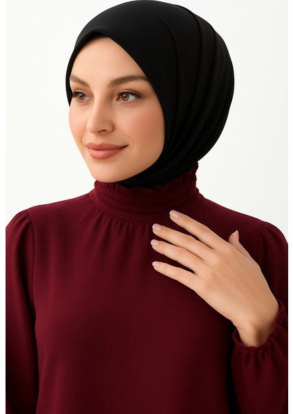 Çıtçıt Detaylı Pratik Çıt Çıt Şal - Siyah | Kaymaz, Terletmez, Kolay Şekil Alan Şal