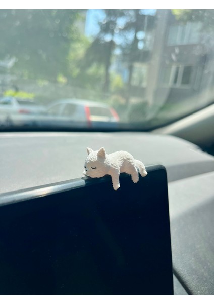 Uyuyan Kedi Dekoratif Süs - Torpido Süsü- Araba Süsü - Araç Içi Aksesuar - Oto Aksesuar