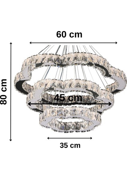 Yonca 3 Katlı Kristal Taşlı Gold Avize - Uzaktan Kumandalı - Yatak Odası - Hol - Salon modelleri
