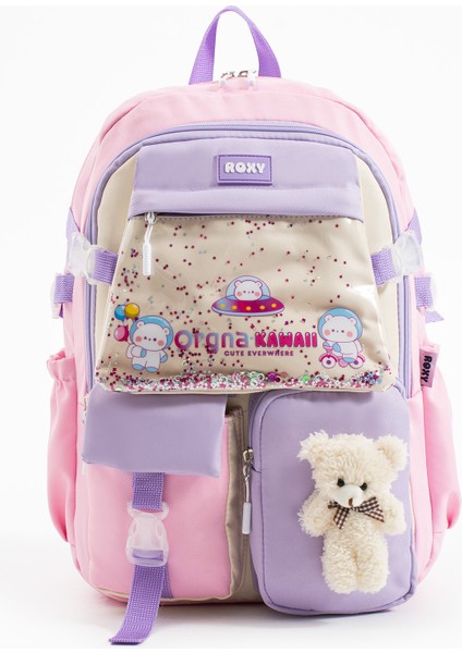 Kawaii Kore Tarzı Ayıcıklı Aksesuarlı Çok Bölmeli Çocuk Okul Çantası