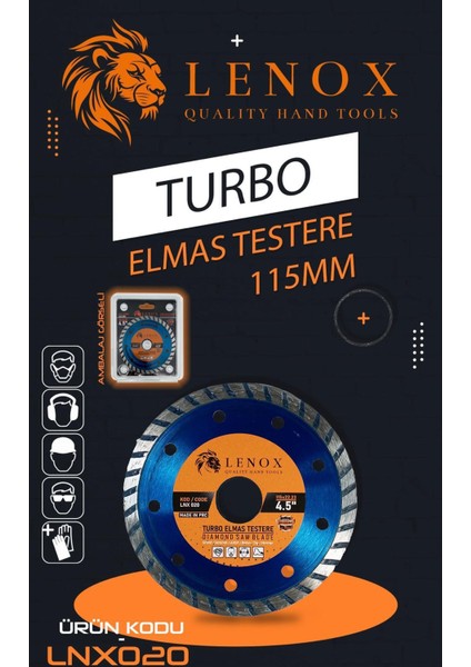 Tools Turbo Kesici Disk – 115 mm Fayans, Granit, Mermer, Taş Kesme Testeresi