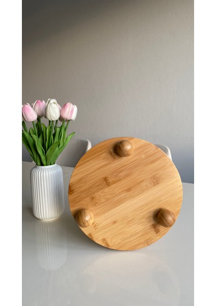 Top Ayaklı Yuvarlak Sunum Tabağı - Kahve, Peynir, Pasta Sunum Standı - 25 cm fiyatları