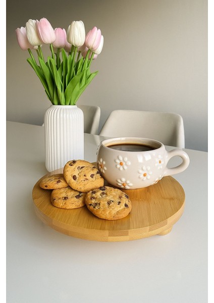 Top Ayaklı Yuvarlak Sunum Tabağı - Kahve, Peynir, Pasta Sunum Standı - 25 cm modelleri