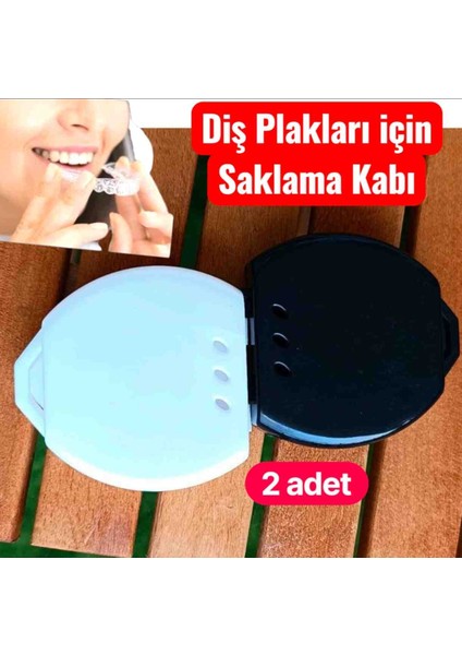 Diş Protez Kutusu Gece Plakları İçin Uygun 2 Adet Siyah ve Beyaz Renkli