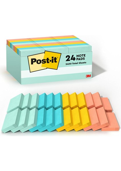 Mini Notlar, 3,8 x 5,1 Cm, 24 Blok, Amerika'n N No. 1 Favorite Sticky Notes, Marseille Collection, Pastel Renkler (Pembe, Nane, Sar), Geri D N T R Lebilir (653-24APVAD)